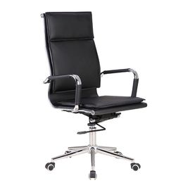 Schwenker-schwarzer lederner ergonomischer Büro-Stuhl, Metallrahmen-hoch Rückseiten-leitende Stellungs-Stuhl