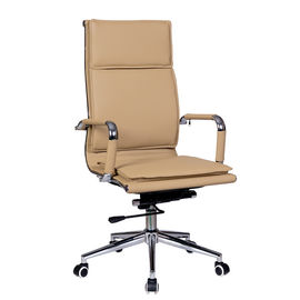 Schwenker-schwarzer lederner ergonomischer Büro-Stuhl, Metallrahmen-hoch Rückseiten-leitende Stellungs-Stuhl